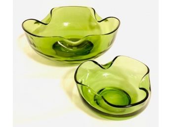 Vintage Avocado Glass Chip And Dip Set