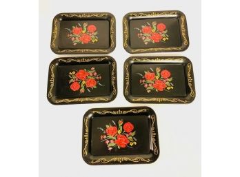 Set Of 5 Vintage Small Trays