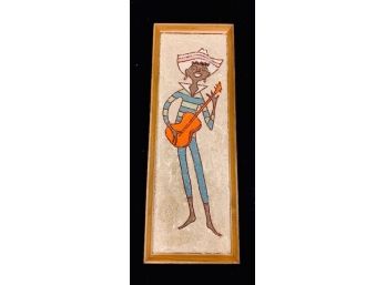 Colored Stone Pebble Wall Art - Lady With Guitar