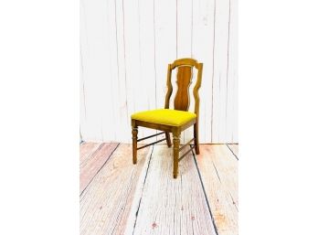 Vintage MCM Wooden Side Chair With Tweed Upholstery