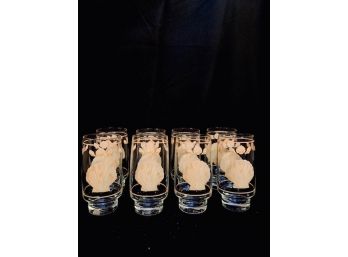 Vintage Set Of 8 Seashell Motif Tumblers