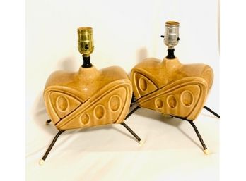 Vintage Mid Century 'flintstone' Lamps