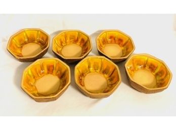 Set Of 6 Octagonal USA Pottery 'Taco Bowls'