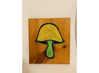 Vintage Original Mushroom Yarn Art  Wall Decor