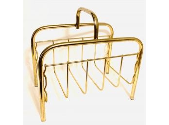 Vintage Mid Century Brass Magazine Rack