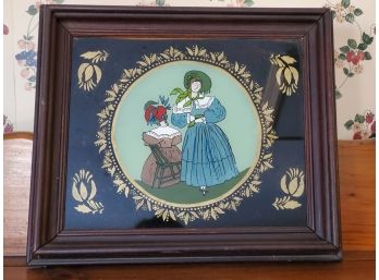 Vintage Wood Framed Foil Victorian Wall Art