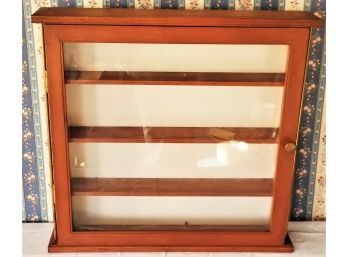 Vintage Wood, Brass & Glass Wall Mount Display Case