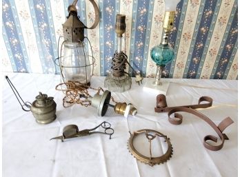 Antique & Vintage Hurricane Lantern & Electric Lamps, Lighting & Parts & Wick Cutter