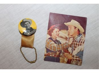 Vintage Original Roy Rogers Pin & Card