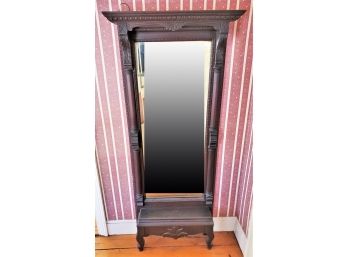 Dramatic Antique Carved Wood Foyer Mirror