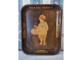 Pristine Rare Antique True W. Jones Brewing Co. Jones Lager Beer - Manchester NH 1891 - 1917 Tin Tray