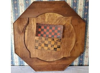 Antique Wood Two Sided Octagonal Shaped Gaming Table Top