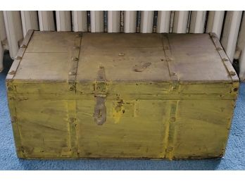 Antique Wood Painted Foot Locker Trunk