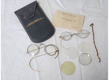 RETAKE MAIN PIC!!!!! Antique Eyeglasses Spectacles & Lenses Lot -including Pair Of 10K Bifocals