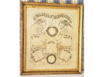 Antique Framed Family Record Birth & Marriage Chart - Published By Trumbull & Cruver