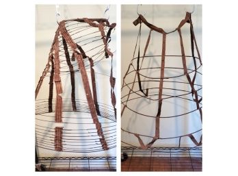 Two Rare Antique Victorian Hoop Skirt Crinoline Bustles Cages