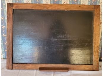 Antique All Wood Framed Chalk Board With Chalk & Eraser Shelf