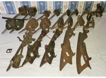 Six Pairs Of Antique And Vintage Metal Ice Skates - Samuel Winslow And More