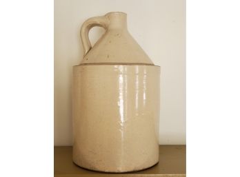 Antique Cream Colored Glazed Stoneware Crock Handled Whiskey Moonshine Jug