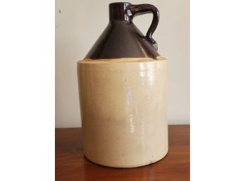 Antique Stoneware Brown & Beige Handled Moonshine Whiskey Jug