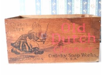 Fantastic Vintage 1927 Old Dutch Cleanser Cudahy Soap Works Wood Crate