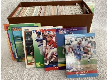 Box Of Assorted Baseball And Football Cards