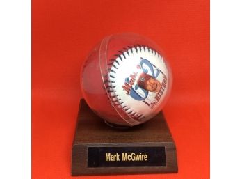 Mark McGwire Making History Commemorative Baseball In Display