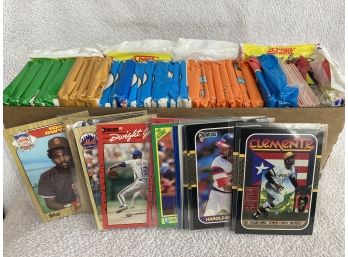 Box Loaded With OPEN Packs Of Baseball Cards