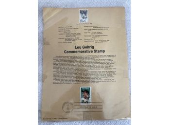 1989 Lou Gehrig First Day Issue Commemorative Stamp