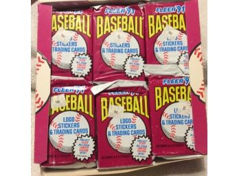 1991 Fleer Baseball Box Of 24 Unopened Jumbo Packs