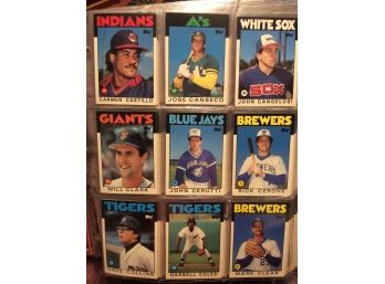 1986 Topps Baseball Complete Set With Bonds, Canseco And Bo Jackson