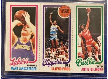 1980 Topps Artis Gilmore/Lloyd Free/Mark Landsberger Unripped Basketball Card