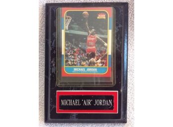 1996-97 Fleer Michael Jordan Rookie Reprint Card In Plaque