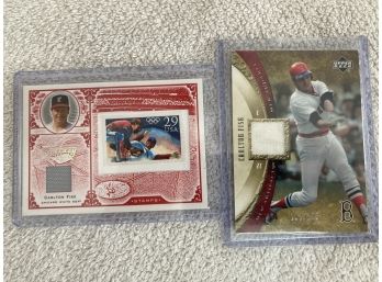 2 Carlton Fisk Relic Cards - Both Are Numbered