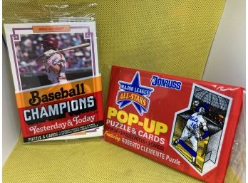 2 Unopened Donruss Pop Up Puzzle And Cards & Baseball Champions Jumbo Card Packs