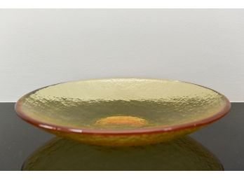 Large Hand Blown Amber Centerpiece Bowl