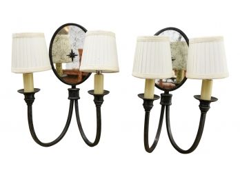 Pair Of Nickel Finish Mirrored Wall Sconces (RETAIL $982 - See Receipt)