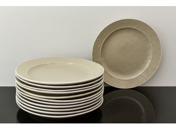 Set Of Twelve Juliska Octavia Stoneware Dinner Plates