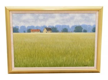 Signed Zu Sheng Yu Oil On Canvas Farm House Painting (RETAIL $1,495 - See Receipt)