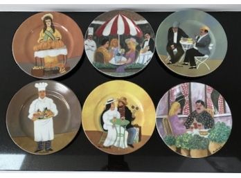 Set Of Six Guy Buffet Collection Porcelain Lunch Plates