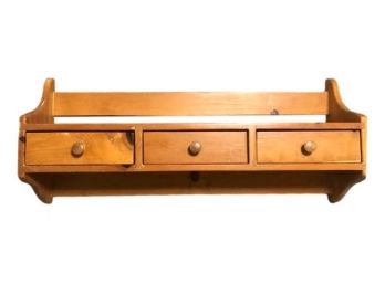 Pine Three Drawer Wall Shelf