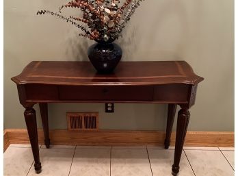 Banded Cherry Chippendale Style Console Table With Decoratively Carved Top Leg Detail