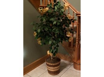 Faux - Basket Potted Hibiscus Tree