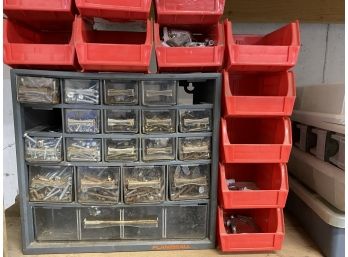 Workbench Hardware Storage Bins With Contents