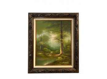 Original Oil On Canvas - Forest Landscape - Artist Signed Perkins