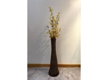 Fluted Basket With Silk Yellow Flowers