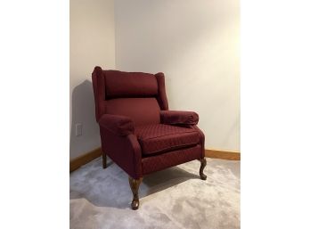 Red Upholstered Wingback Arm Chair