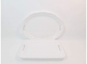 Group Of White Serving Platters