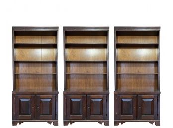 Trio Pine Bookshelves With Bottom Storage