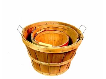 Trio Of Wooden Bushel Baskets